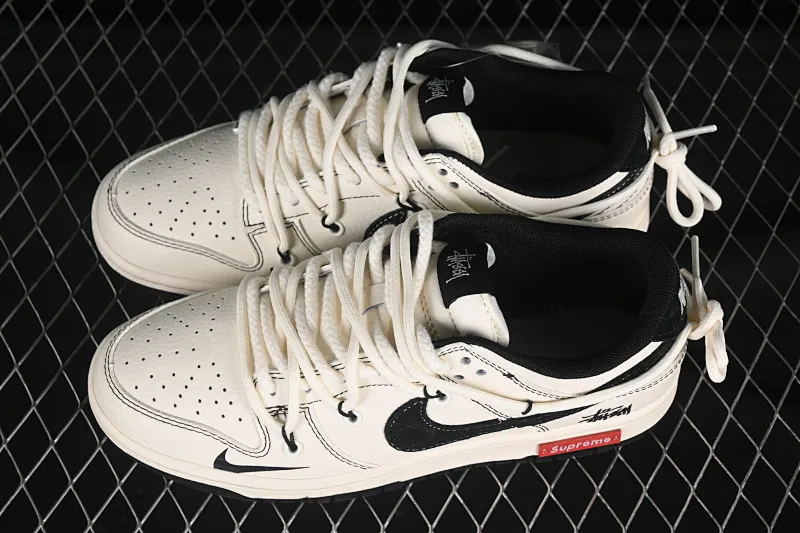 All Categories Nk SB Dunk Series Nk SB Dunk Low High-end Customized Low-top Sneakers Nike SB Dunk Low Stusi x Sup Series Strap Off-white and Black Hook Anniversary High-end Customized Low-top Casual Sneakers YX5066-277